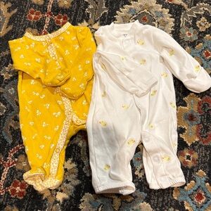 Cozy Yellow and White Baby One Pieces